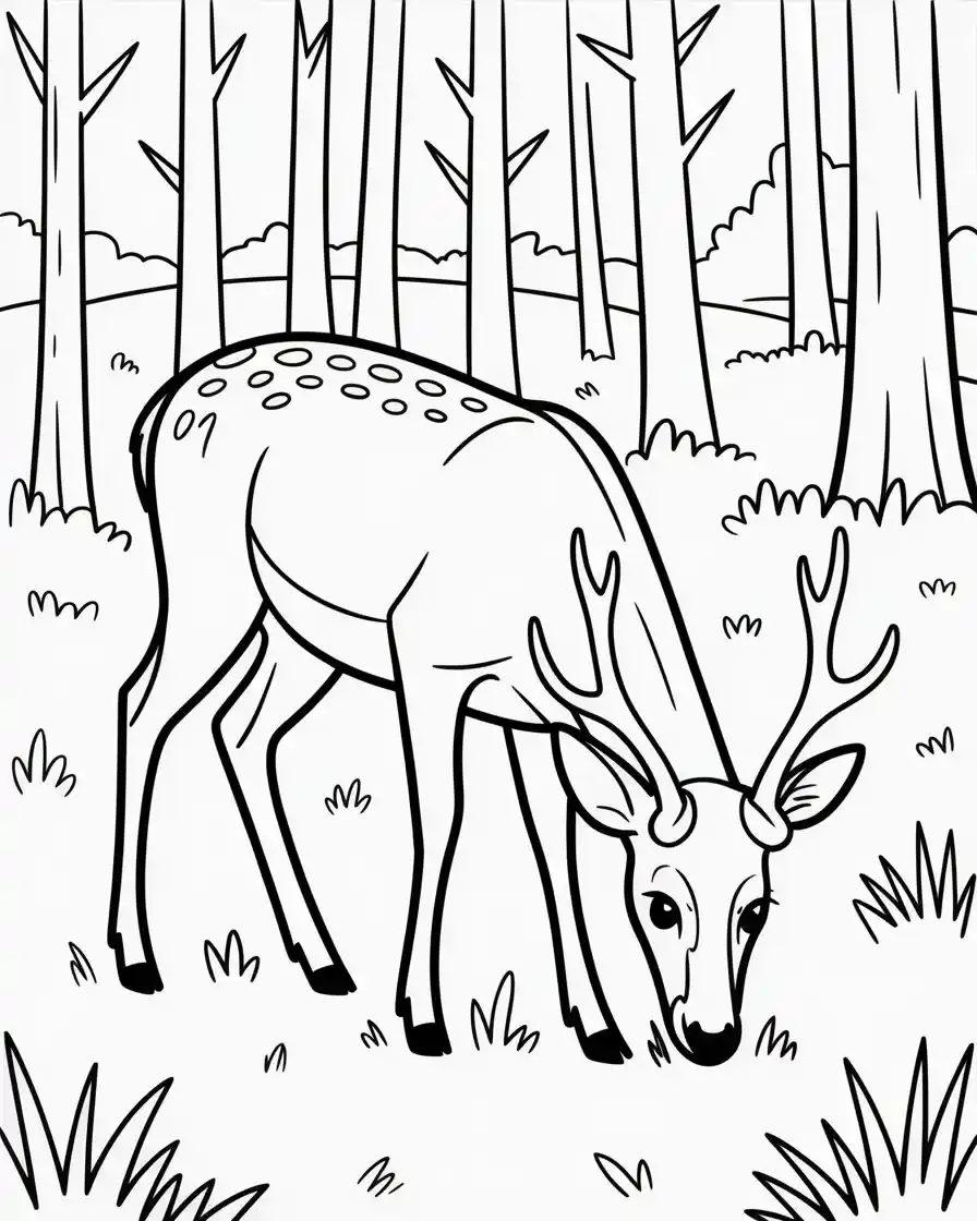 realistic deer grazing in forest