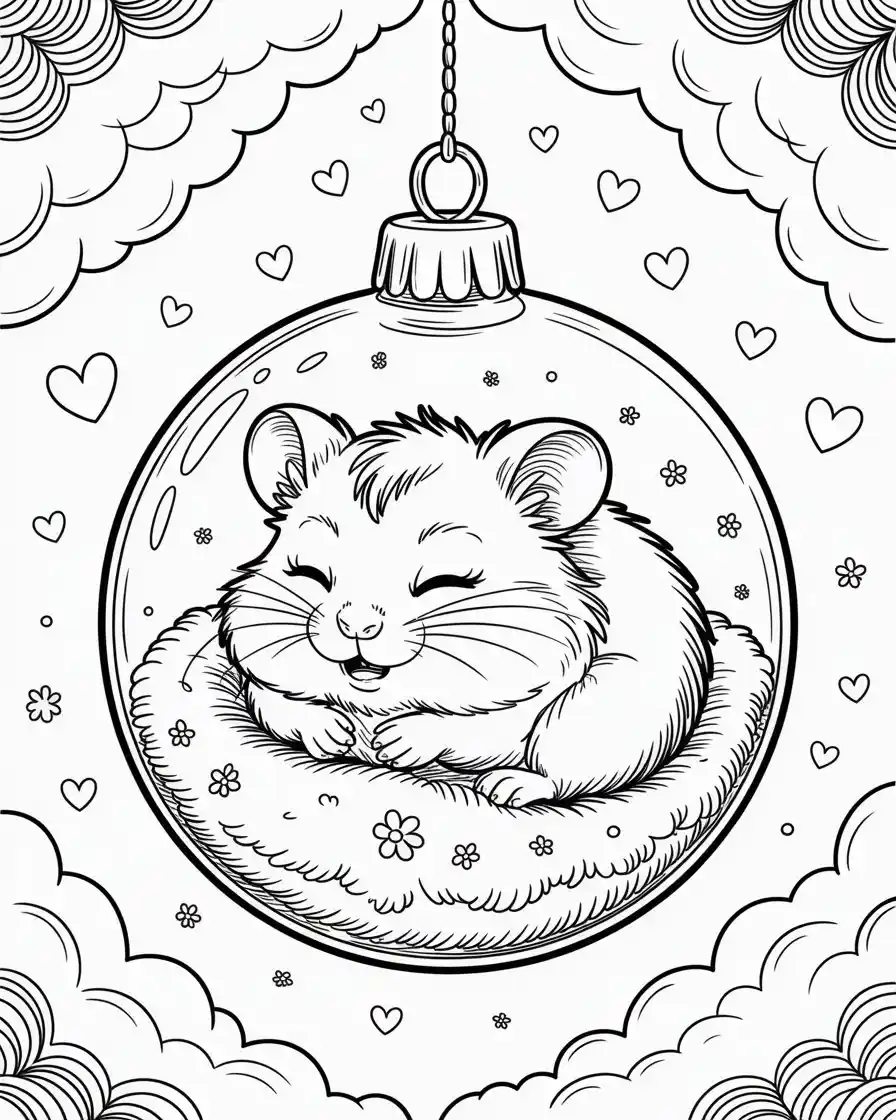 realistic hamster coloring page 1