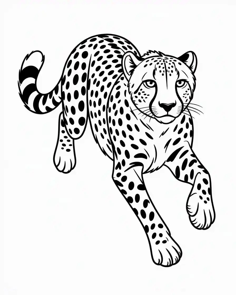 running cheetah wildlife coloring page printable