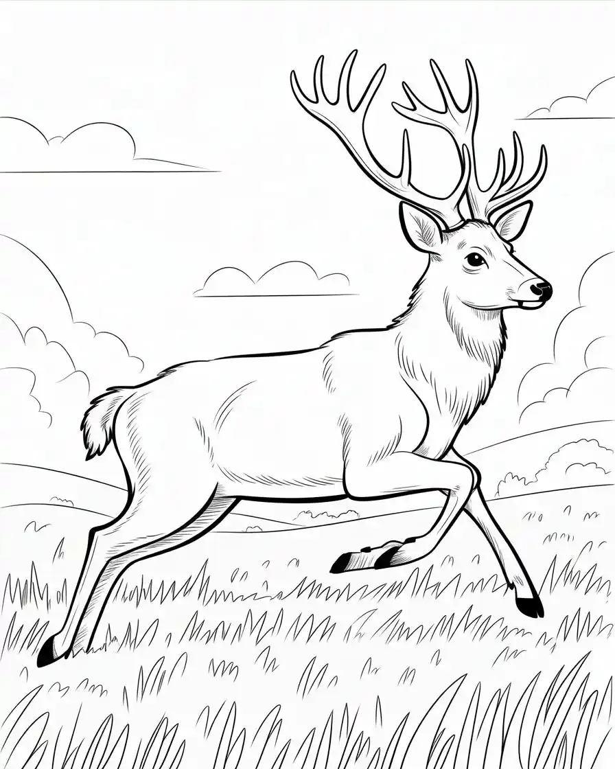 running deer coloring page 1