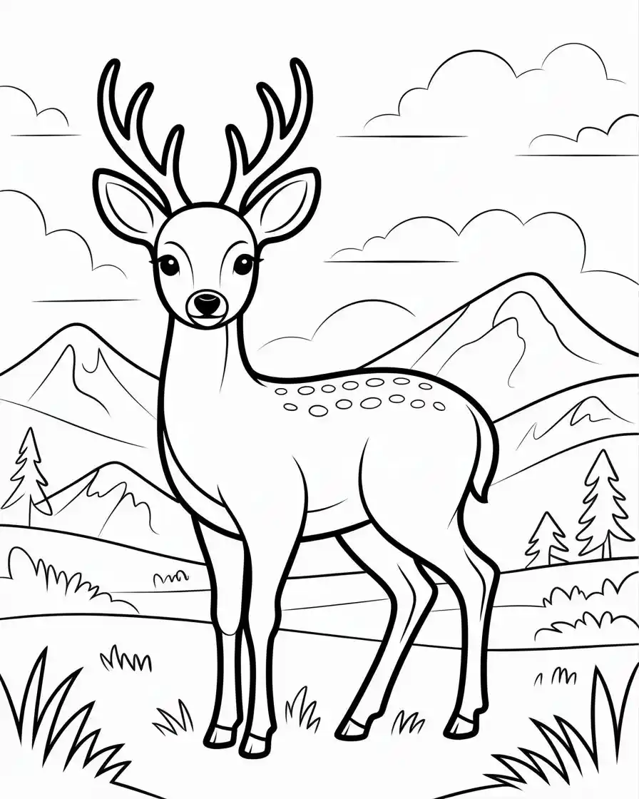 simple deer outline coloring page