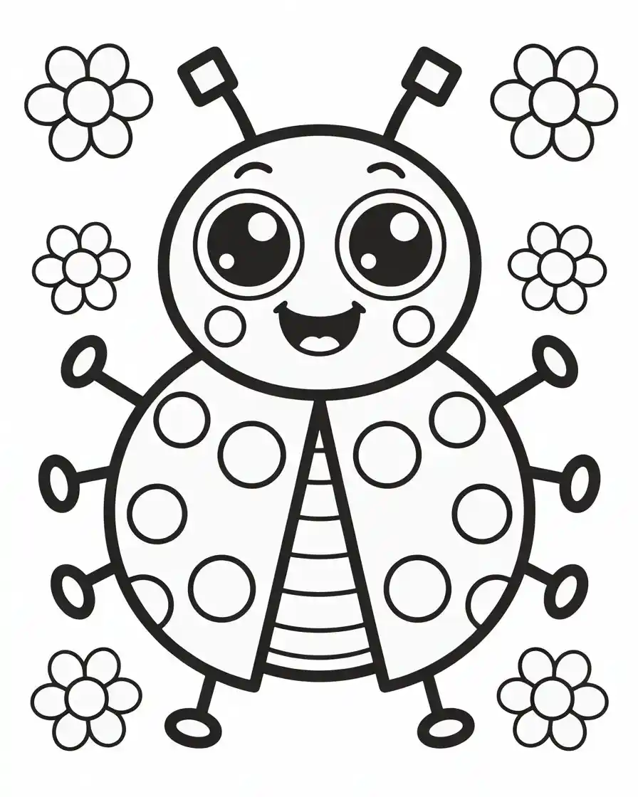 simple ladybug coloring page 1