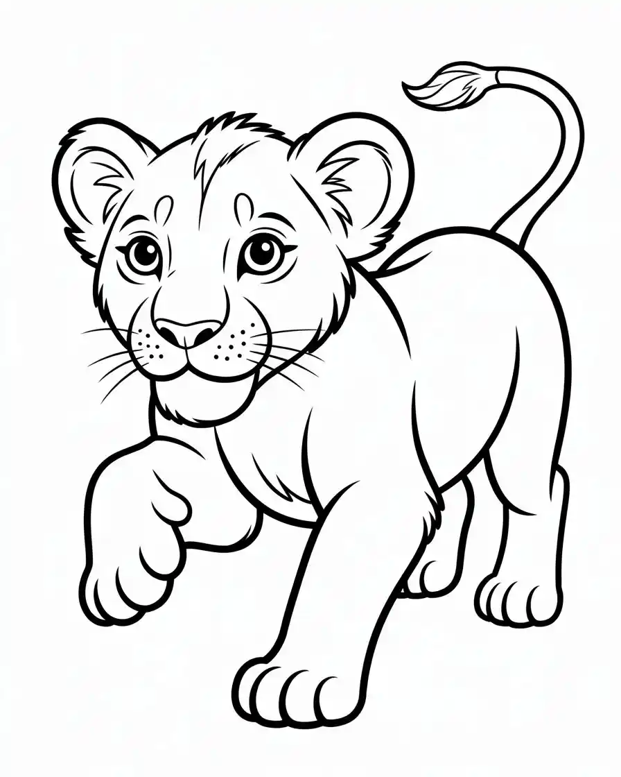 simple prowling lioness coloring page for kids