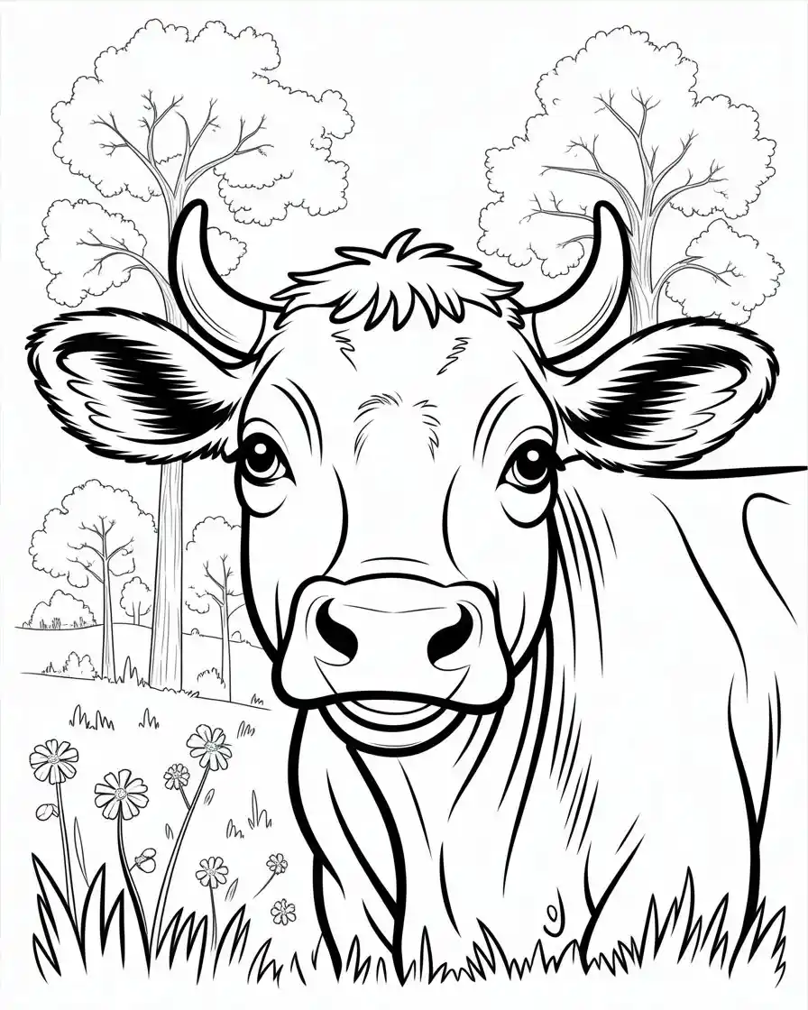 smiling cow for coloring