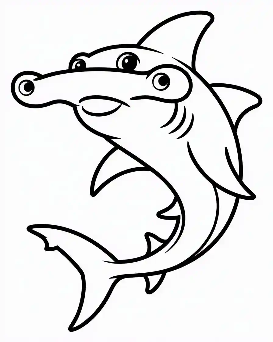 smiling hammerhead shark coloring page 1