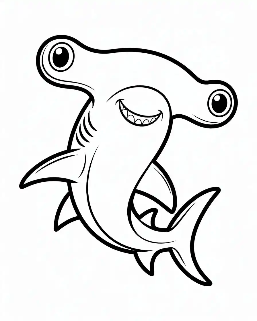 smiling hammerhead shark coloring page