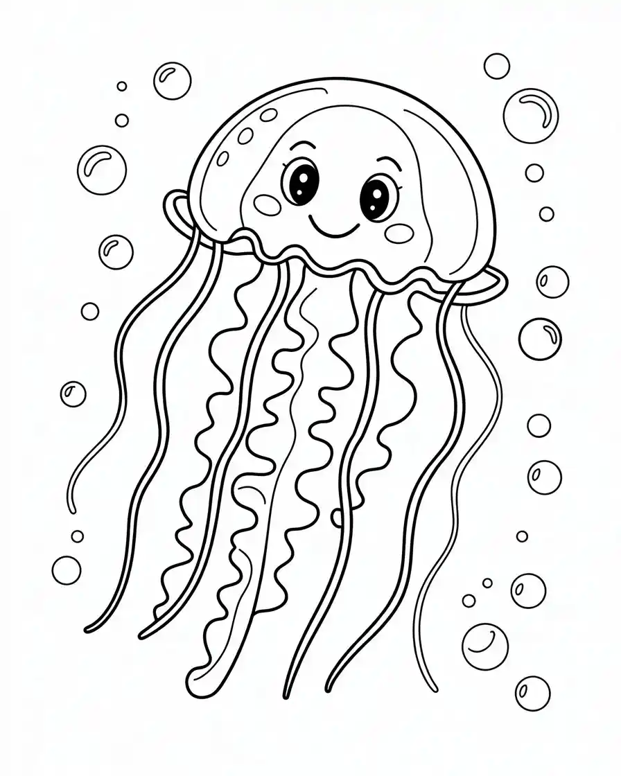 smiling spotted jellyfish coloring page 1