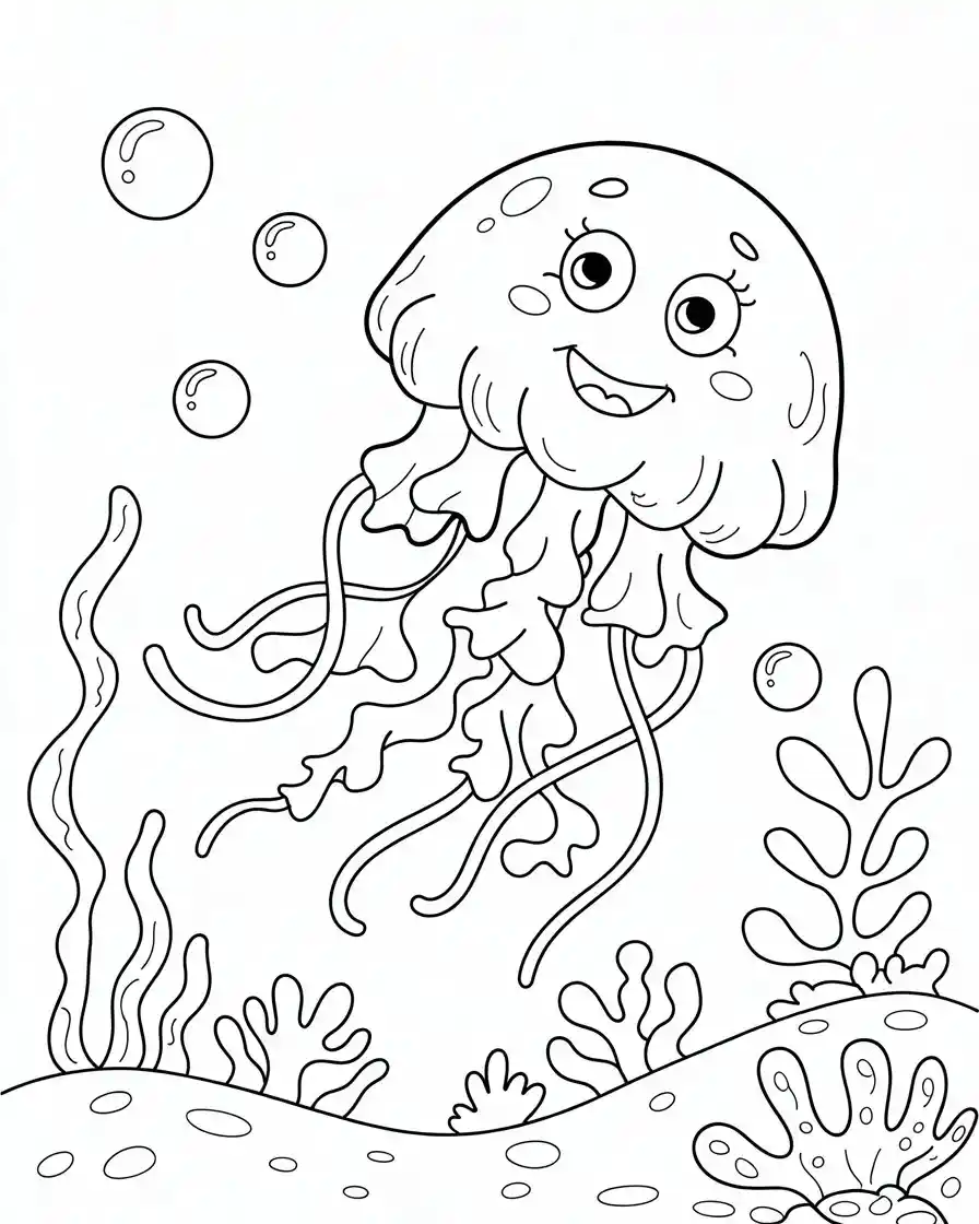 smiling spotted jellyfish coloring page 2