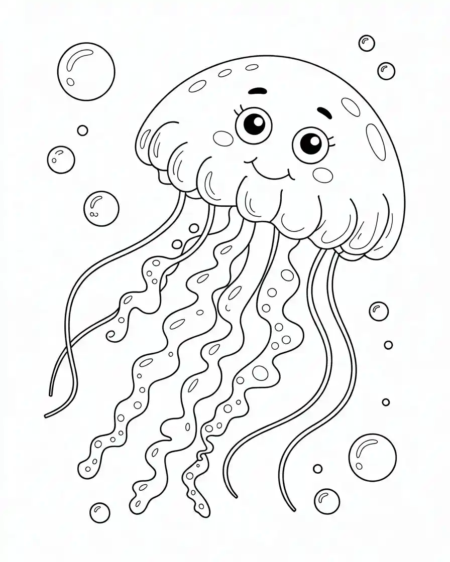 smiling spotted jellyfish coloring page
