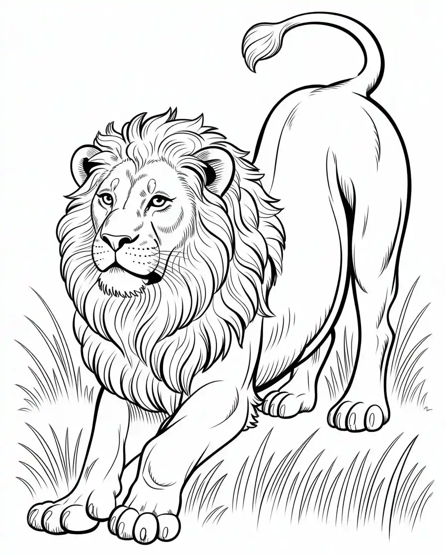 stretching lion coloring page