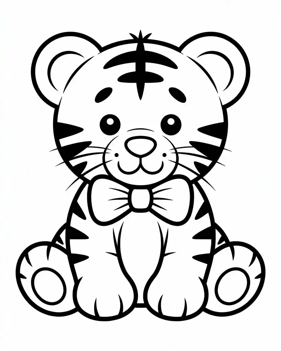 teddy tiger cub with bow coloring page