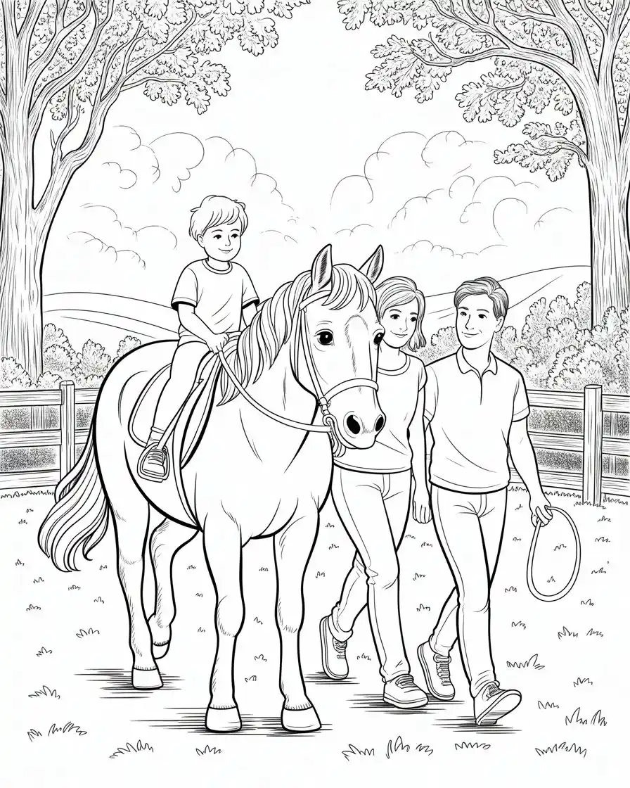 therapeutic horse riding coloring page 