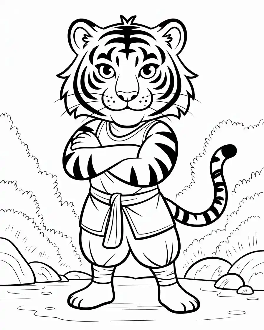 tiger warrior coloring page
