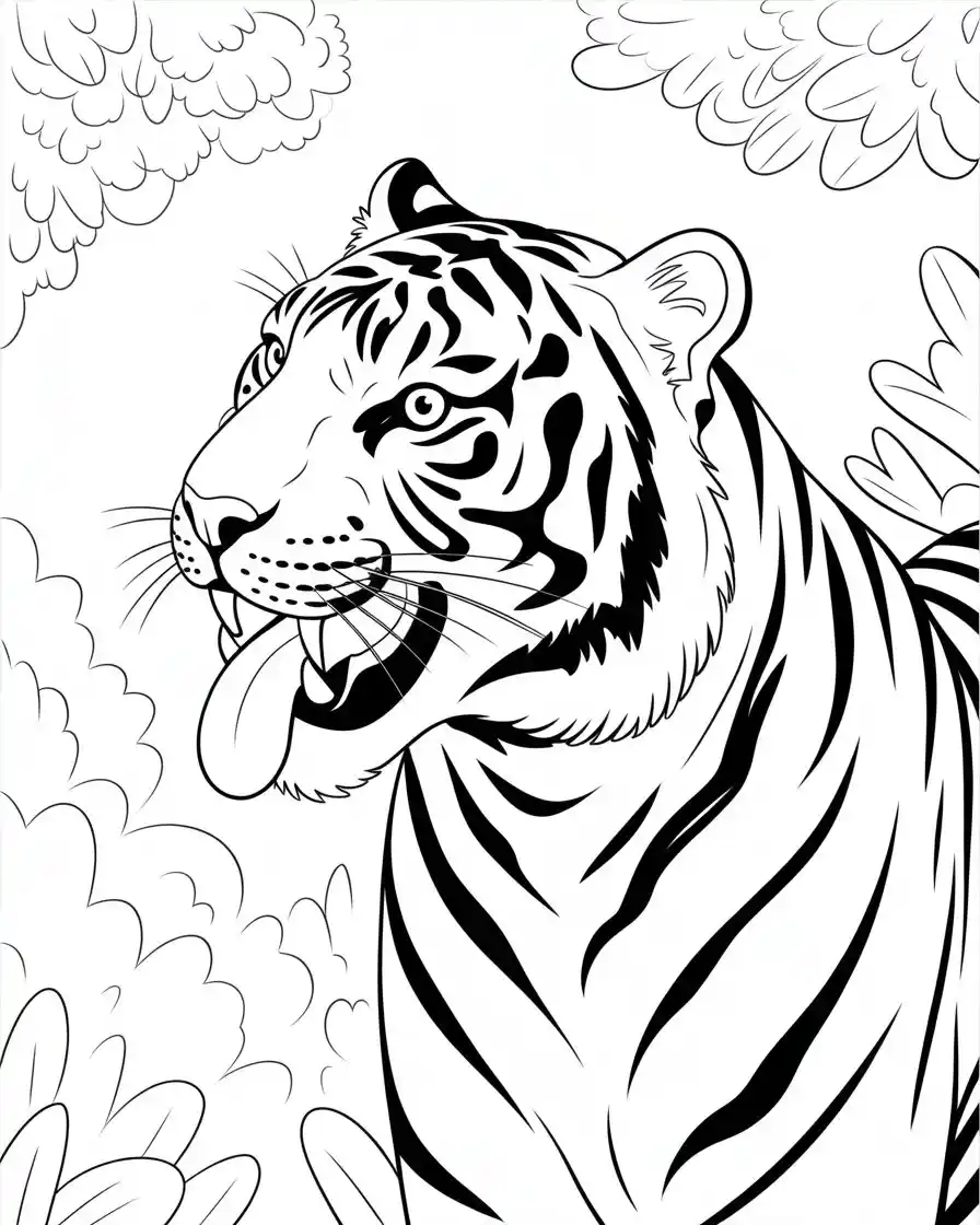 tiger with tongue out coloring page