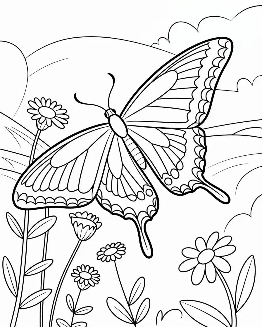 two tailed swallowtail butterfly coloring page 1