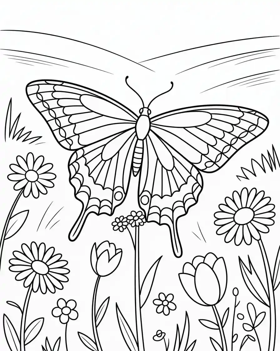 two tailed swallowtail butterfly coloring page