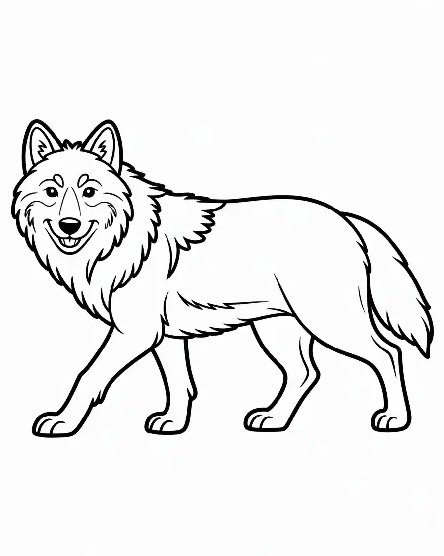 walking wolf coloring page