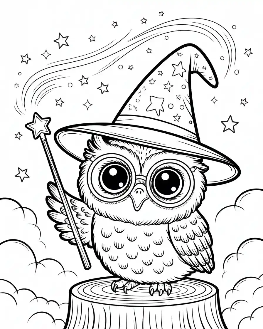 wizard owl coloring page