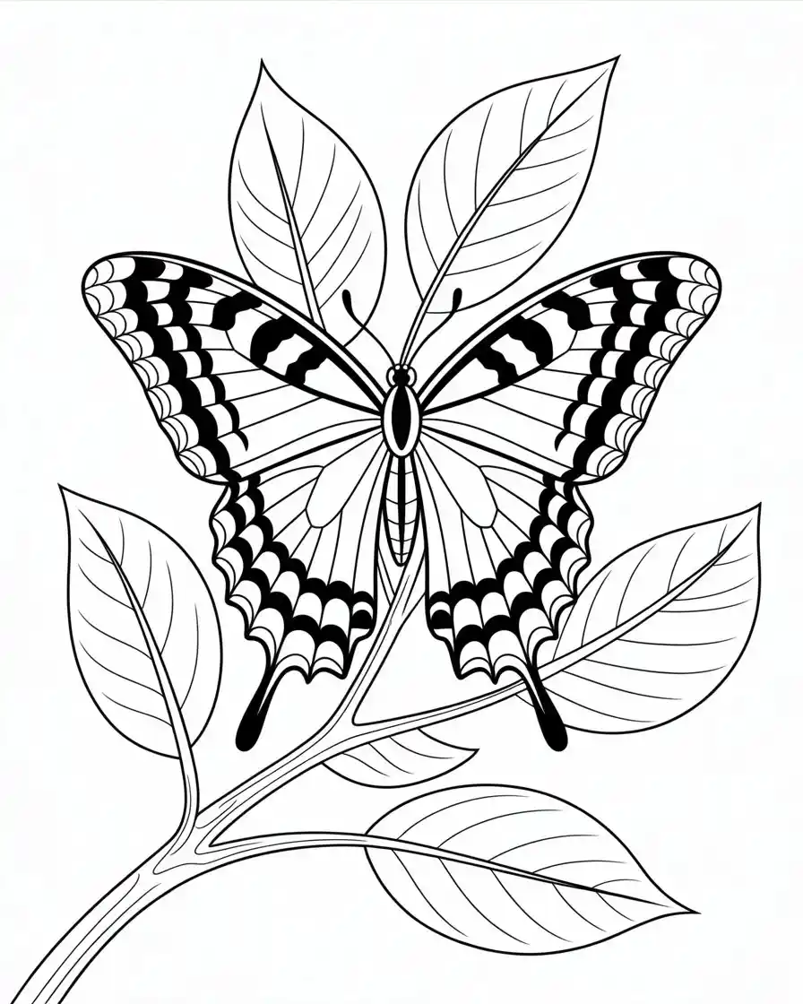 zebra swallowtail butterfly coloring page for kids