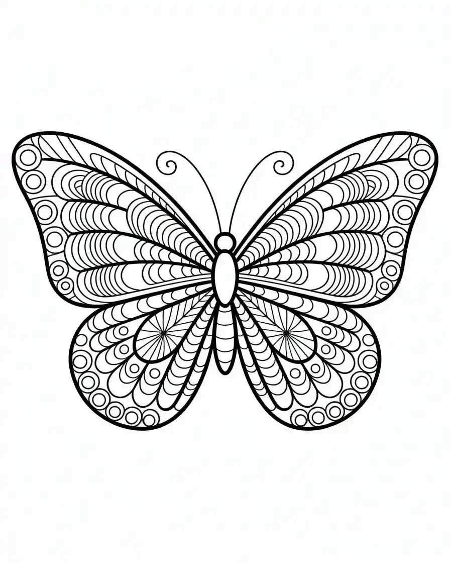 zentangle butterfly about coloring page