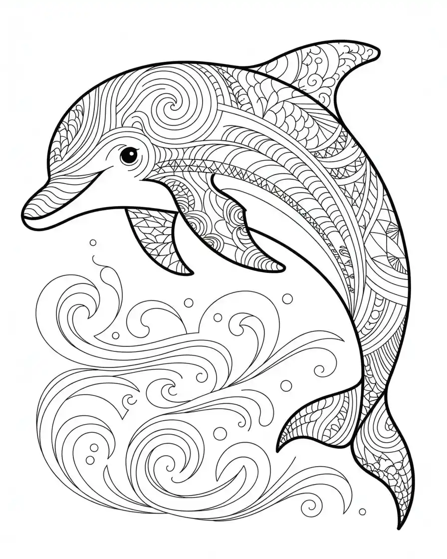 zentangle dolphin coloring page