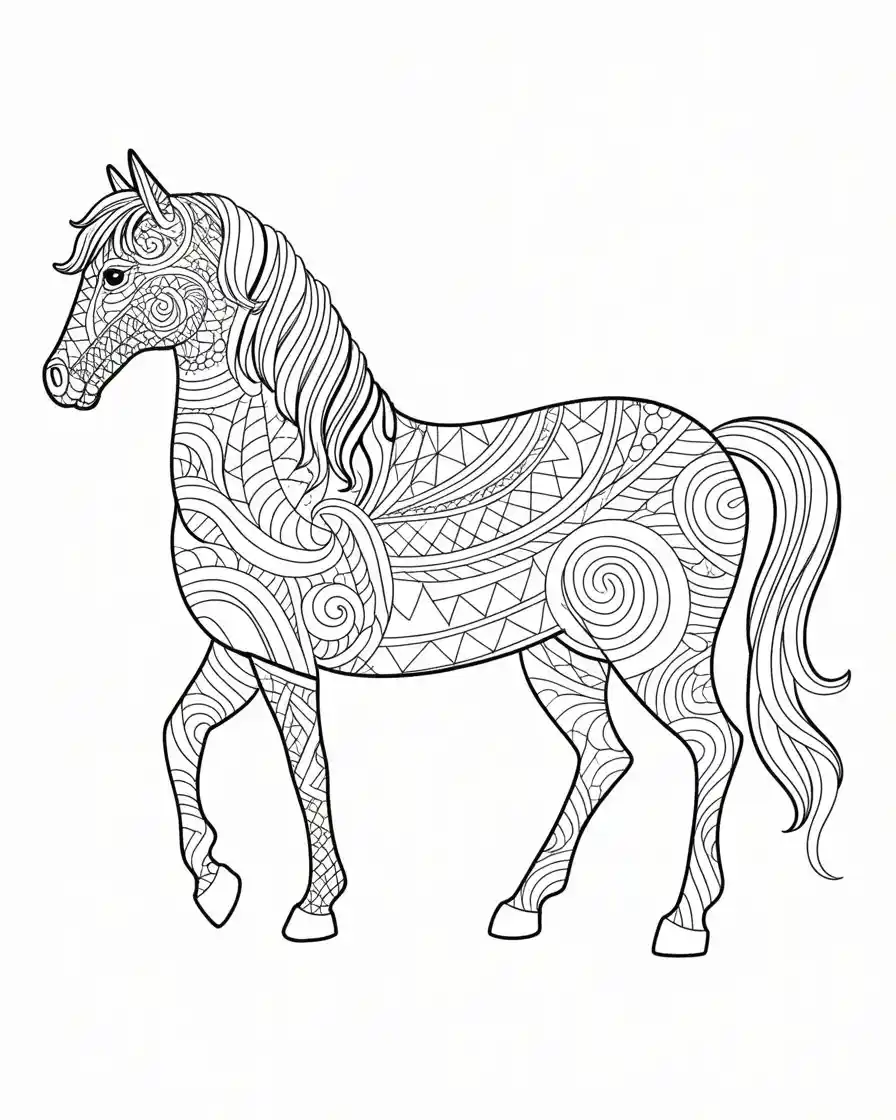 zentangle horse coloring page