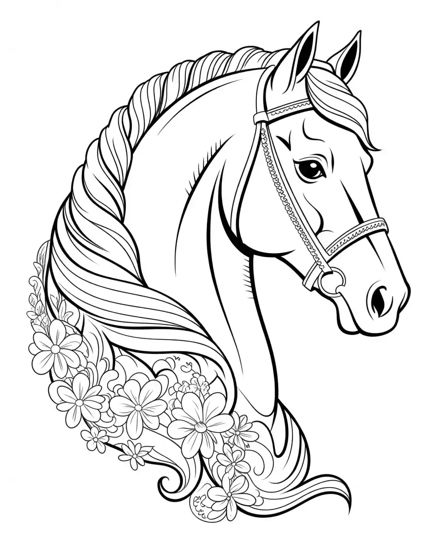 ornamental running horse coloring pageds for kids