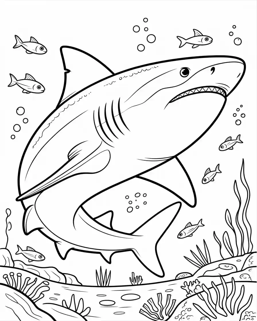 realistic ocean shark coloring printable