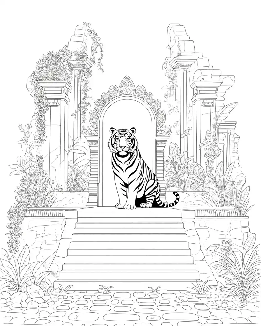 tiger king sitting on jungle throne line