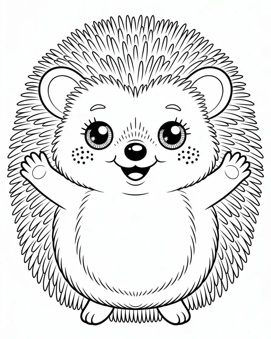 cute waving hedgehog coloring page