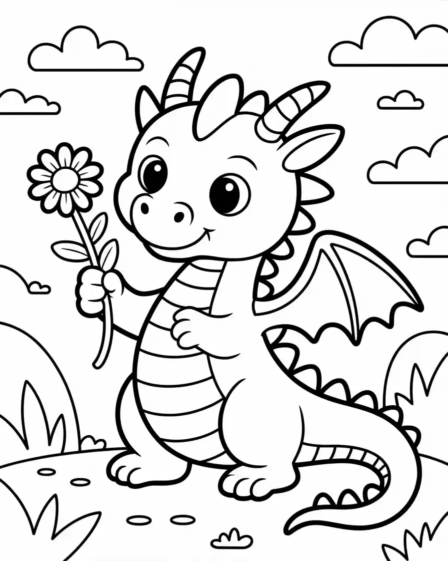 flower holding dragon