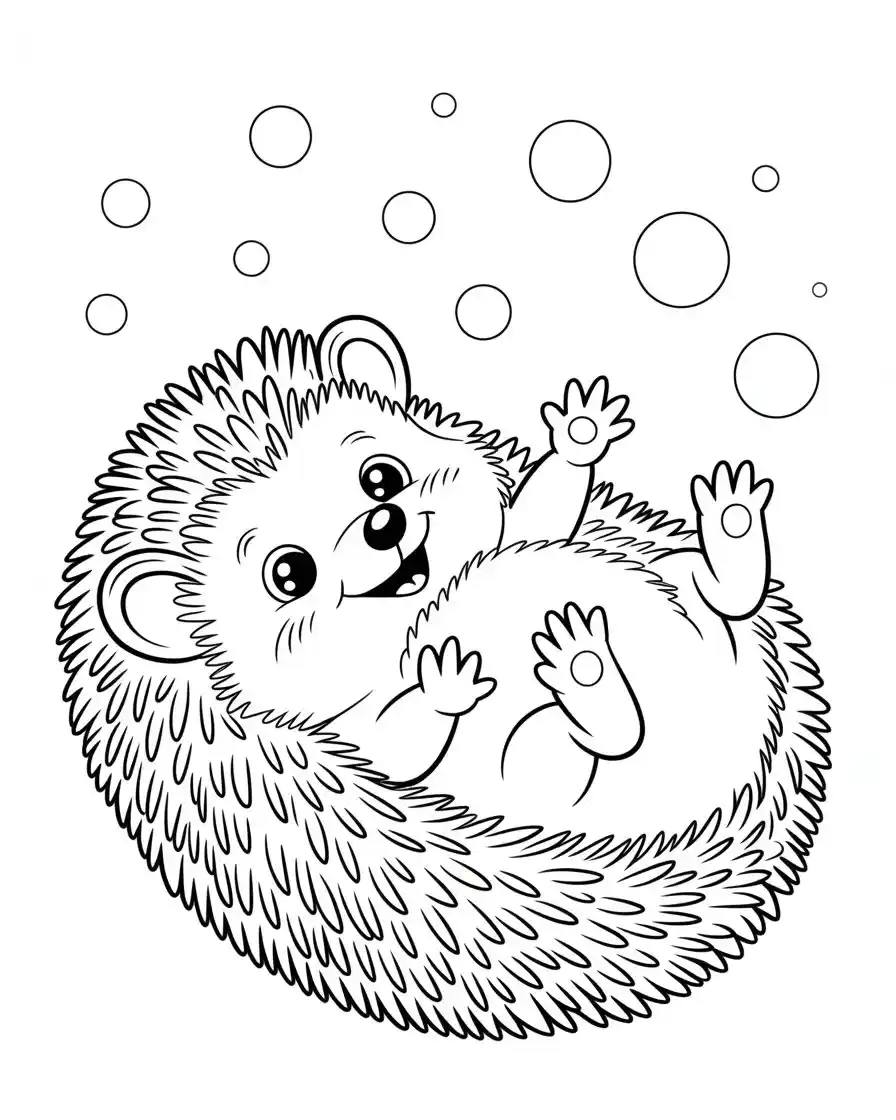 hedgehog lying on its back coloring page