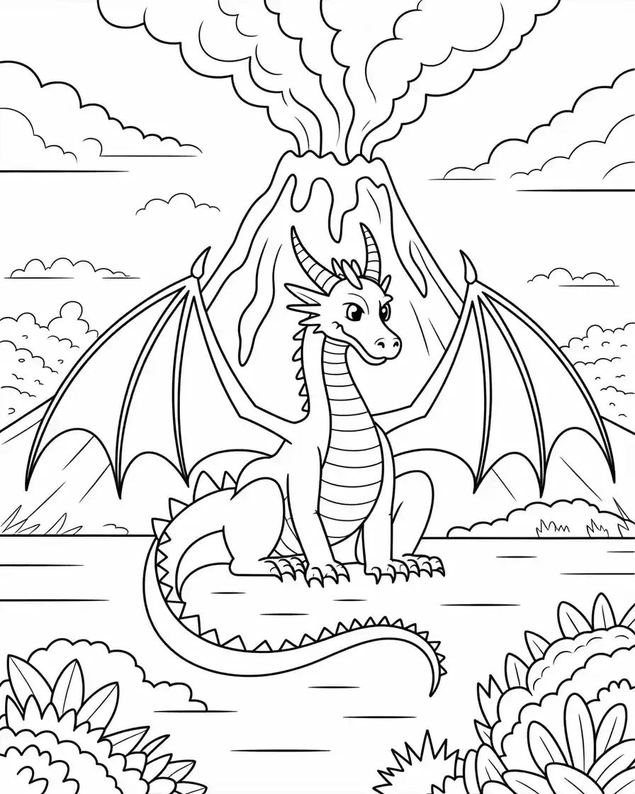 volcano dragon scene