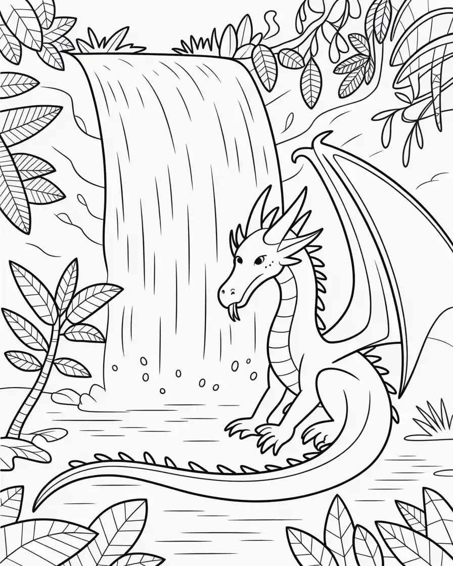waterfall jungle dragon