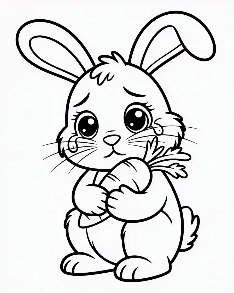 bunny with carrot coloring page