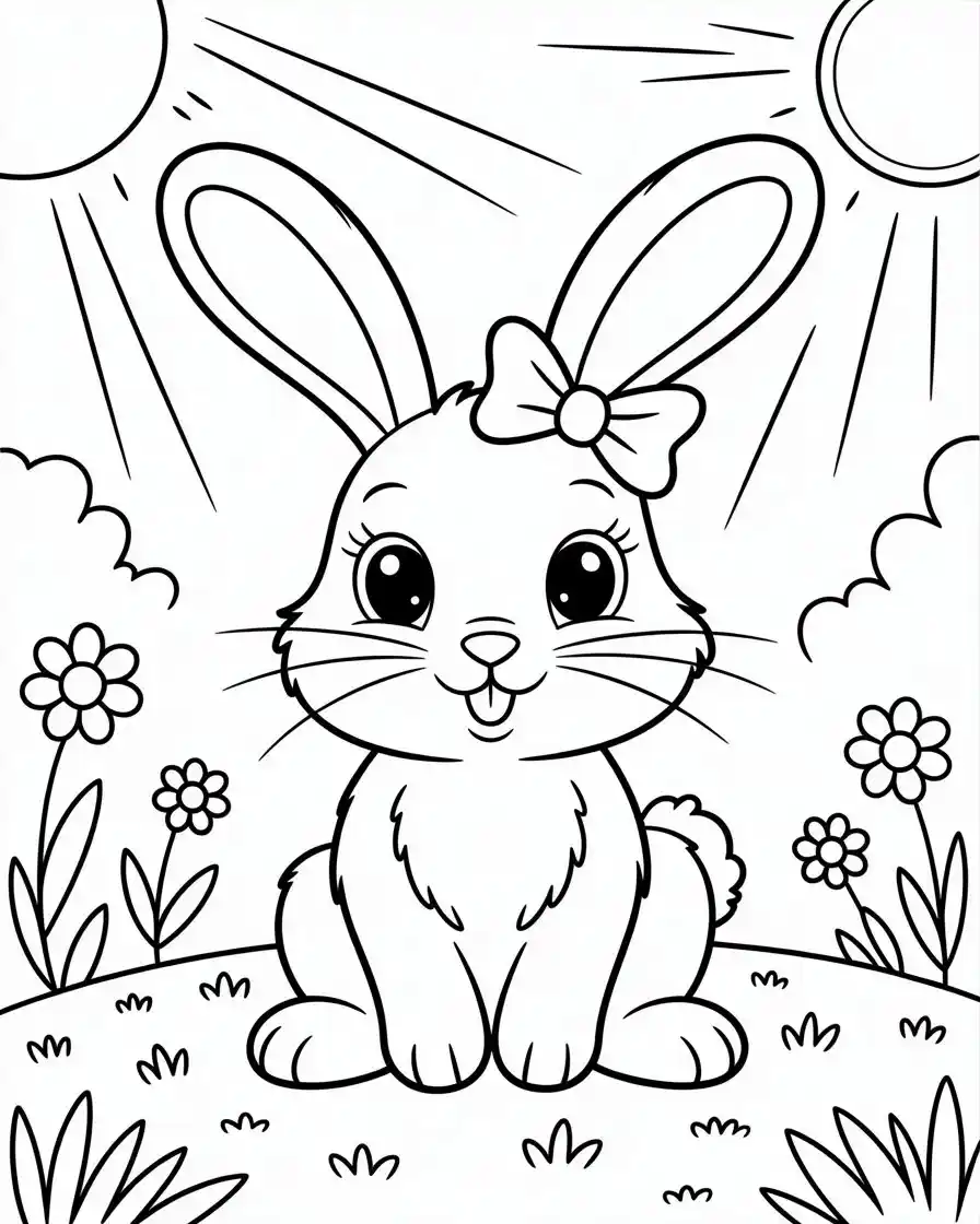 cute rabbit with floppy ears to color 1