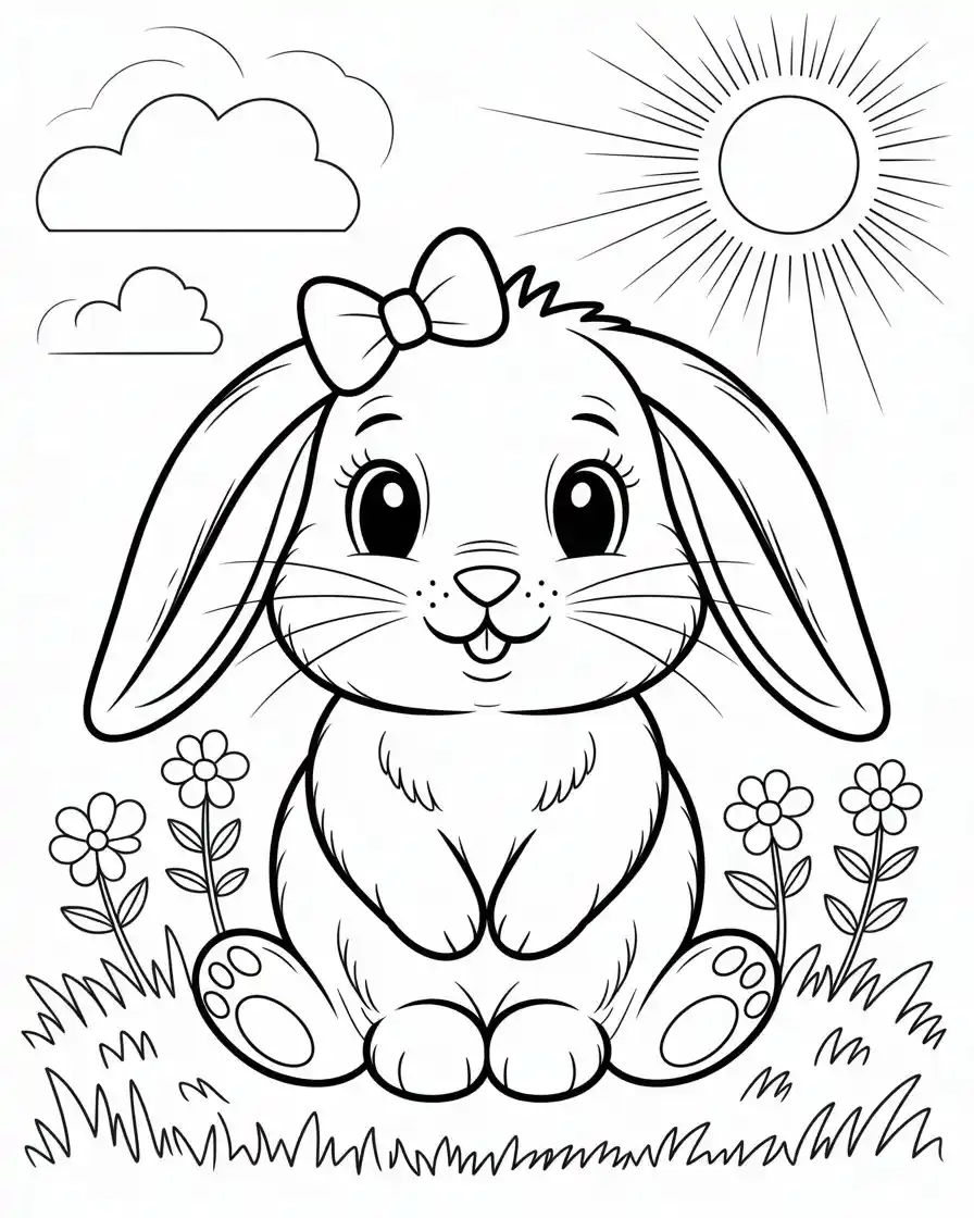 cute rabbit with floppy ears to color