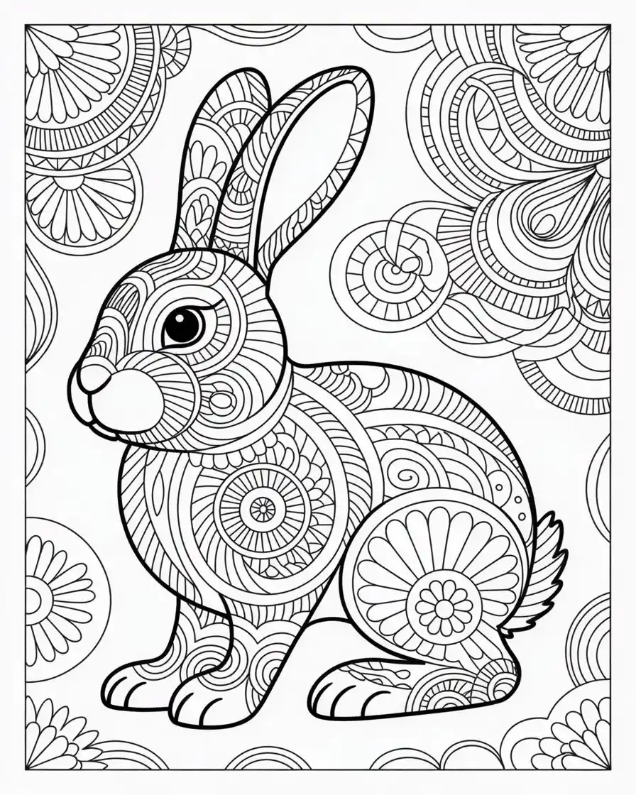 intricate rabbit coloring page
