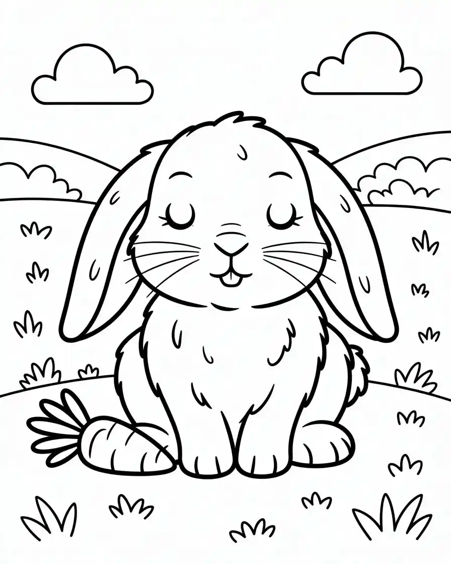 lop eared rabbit eating carrot coloring