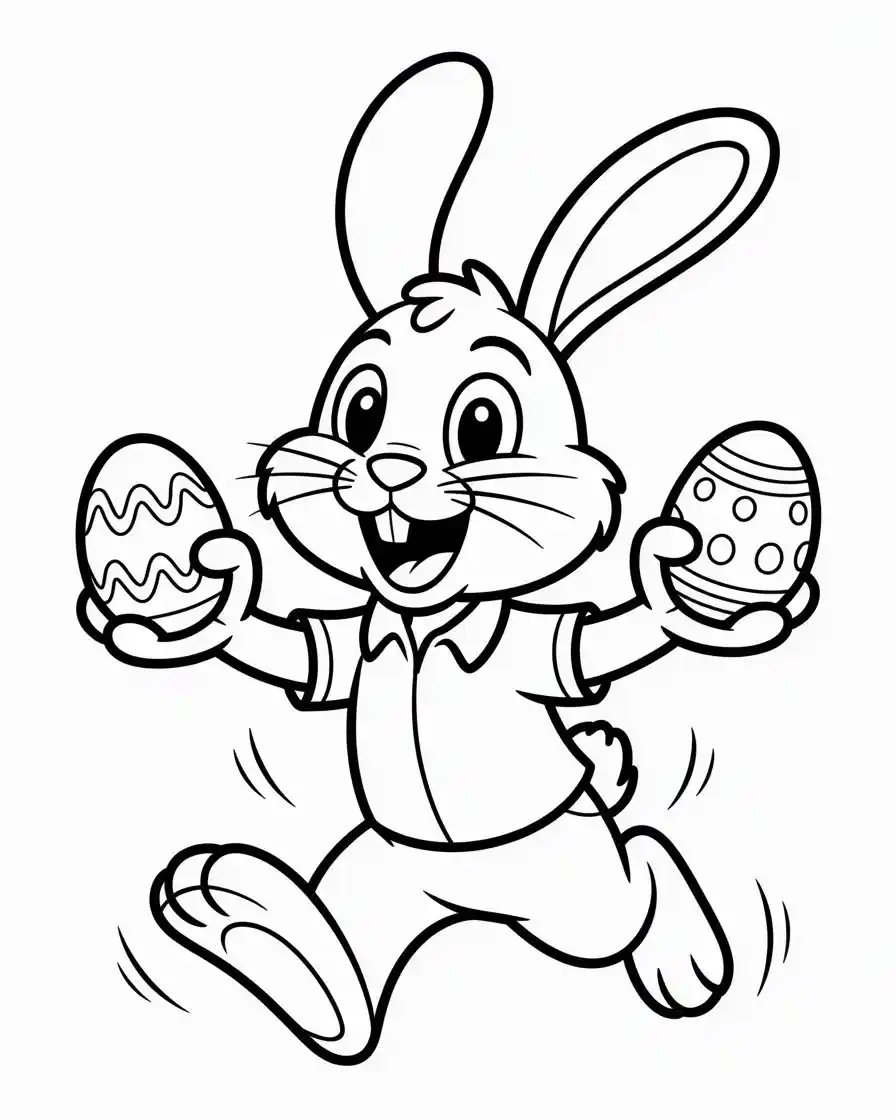rabbit holds two eggs coloring page