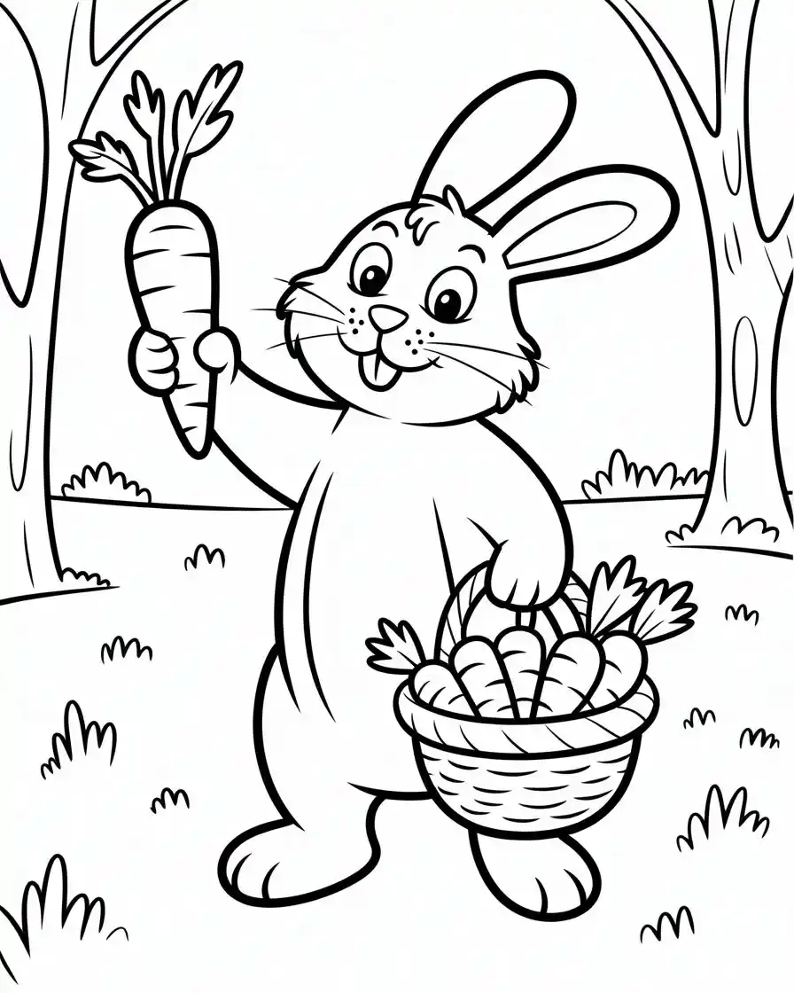 winnie the pooh rabbit holding carrot coloring